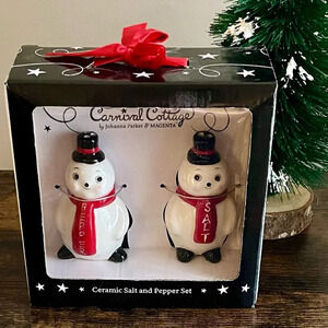 Winter| Christmas| NEW Joanna Parker Folk Art Snowmen Salt & Pepper Shakers